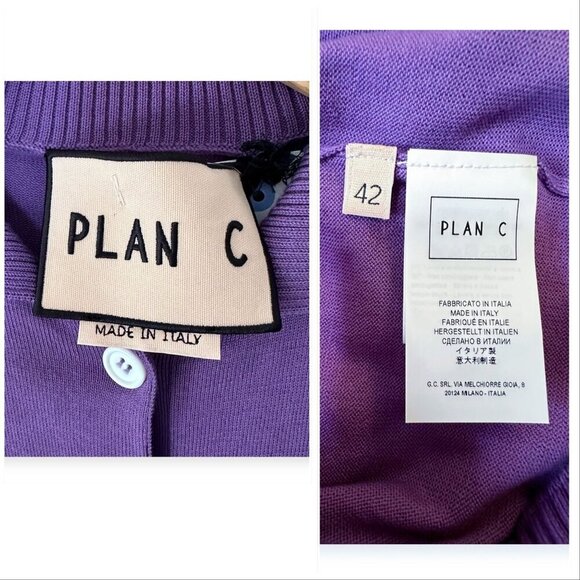 Plan C Striped Collar Cotton Knit Polo, Lavender, Size 42 IT, New with tag - Picture 5 of 15